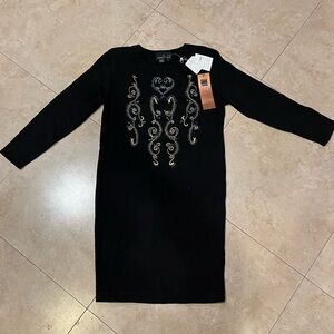 NWT 🏷️ VINTAGE CAROLE LITTLE Black embellished long sleeve dress Petite